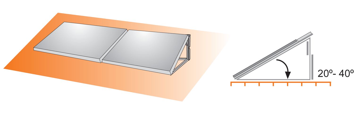 Structure A22 for flat south facing roof, horizontal with adjustment