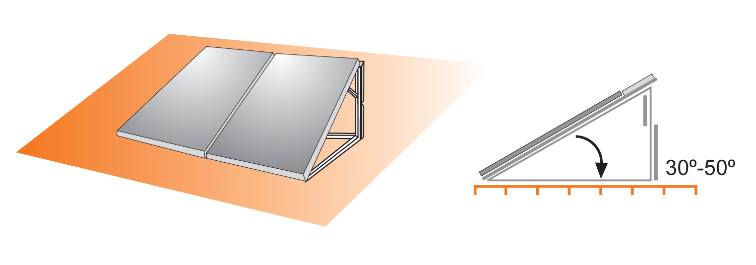 Structure A21 for flat south facing roof, vertical with adjustment