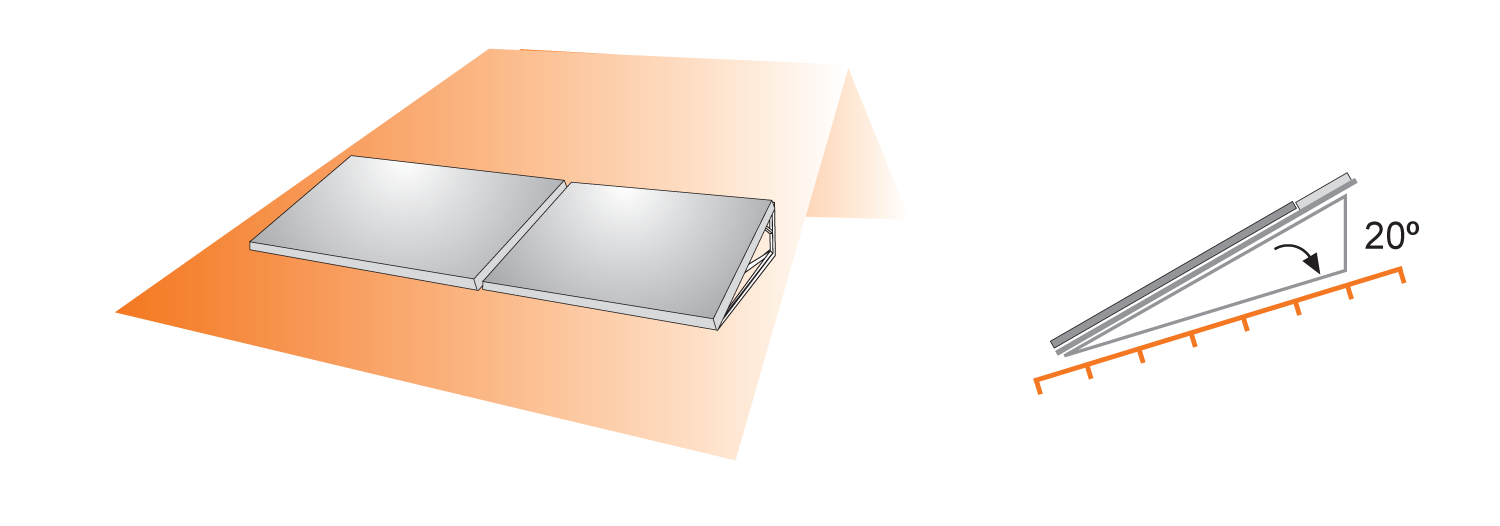 Elevated structure (A25) for south facing roof, horizontal