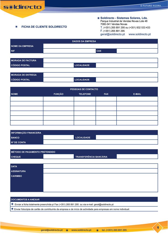 Ficha de Cliente/Parceiro do Soldirecto